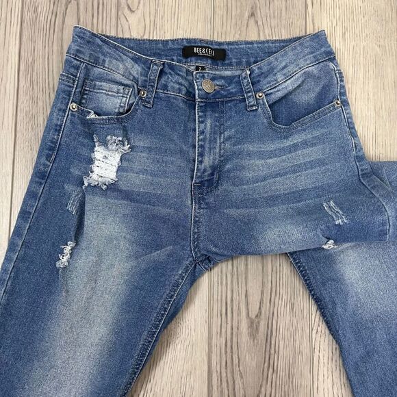 Bee & Ceci Womens Size 28 Cotton Bootcut Wide Leg Distressed Denim Jeans Western - Picture 10 of 10